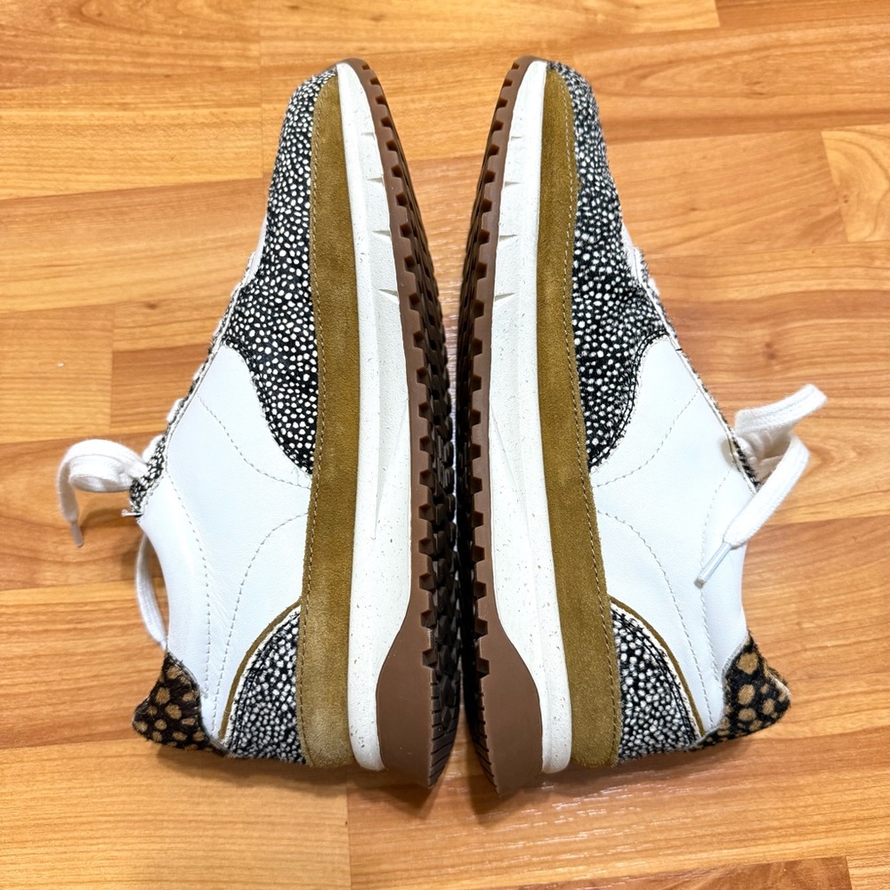 Madewell Leather Suede White Brown & Spotted Sneakers Gorgeous & Sanitized - Picture 6 of 10